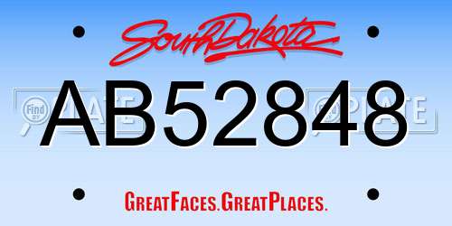 AB52848 South Dakota License Plate