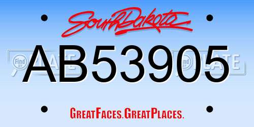AB53905 South Dakota License Plate