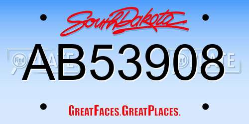 AB53908 South Dakota License Plate