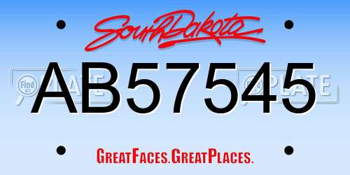 AB57545 South Dakota License Plate