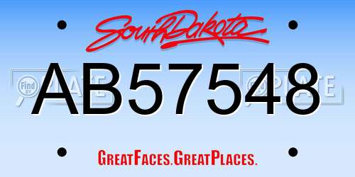 AB57548 South Dakota License Plate