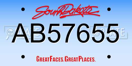 AB57655 South Dakota License Plate