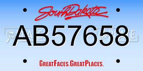 AB57658 South Dakota License Plate