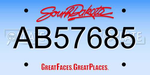 AB57685 South Dakota License Plate