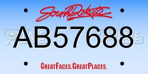 AB57688 South Dakota License Plate