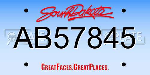 AB57845 South Dakota License Plate