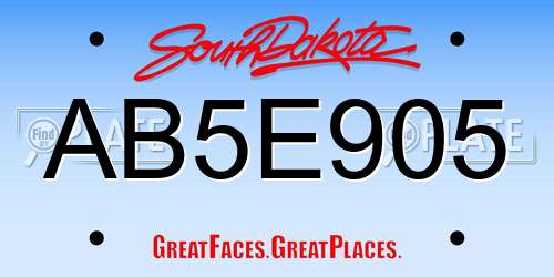 AB5E905 South Dakota License Plate