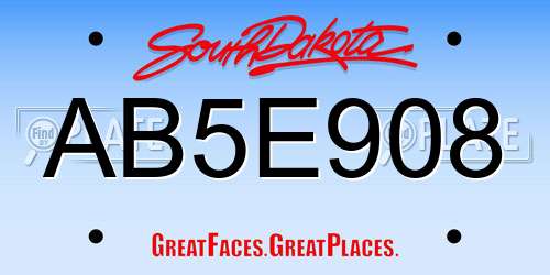 AB5E908 South Dakota License Plate