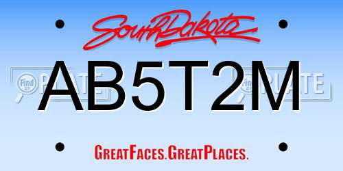 AB5T2M South Dakota License Plate