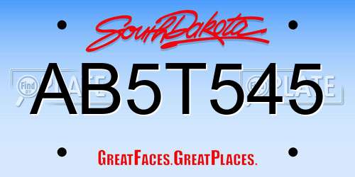 AB5T545 South Dakota License Plate