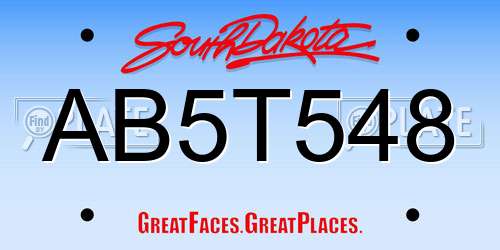 AB5T548 South Dakota License Plate