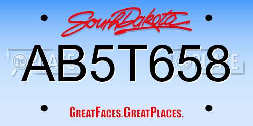 AB5T658 South Dakota License Plate