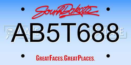 AB5T688 South Dakota License Plate