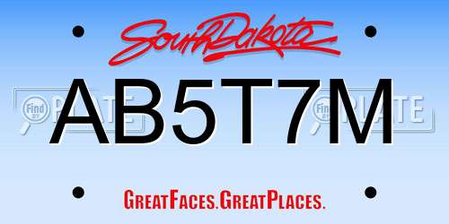 AB5T7M South Dakota License Plate
