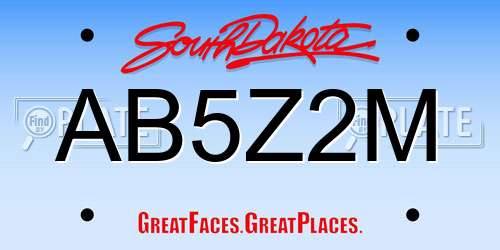 AB5Z2M South Dakota License Plate