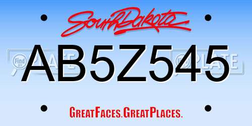AB5Z545 South Dakota License Plate