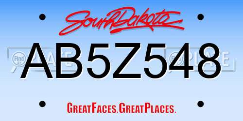 AB5Z548 South Dakota License Plate