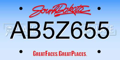 AB5Z655 South Dakota License Plate