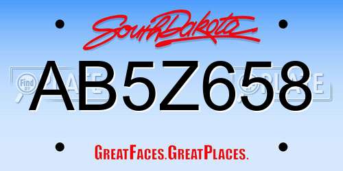 AB5Z658 South Dakota License Plate
