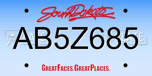 AB5Z685 South Dakota License Plate