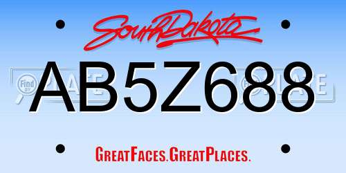 AB5Z688 South Dakota License Plate
