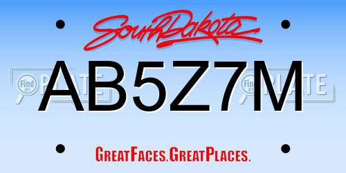 AB5Z7M South Dakota License Plate