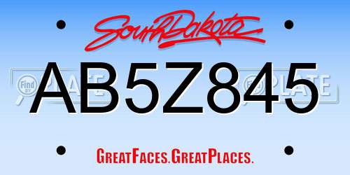 AB5Z845 South Dakota License Plate