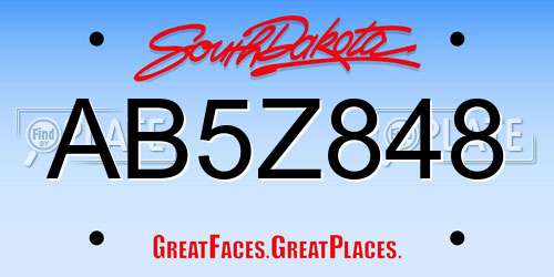 AB5Z848 South Dakota License Plate