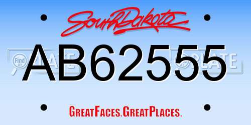 AB62555 South Dakota License Plate