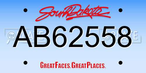 AB62558 South Dakota License Plate