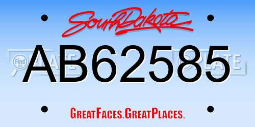 AB62585 South Dakota License Plate