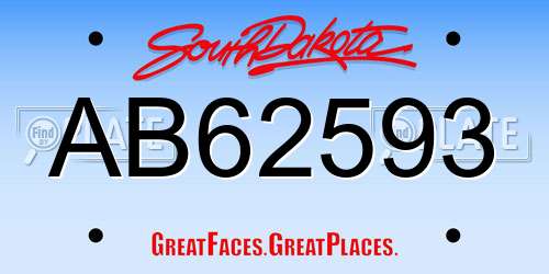 AB62593 South Dakota License Plate