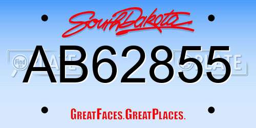 AB62855 South Dakota License Plate