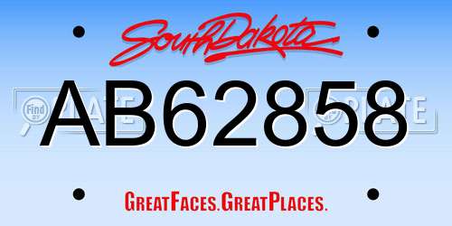AB62858 South Dakota License Plate