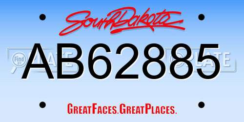 AB62885 South Dakota License Plate