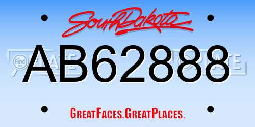 AB62888 South Dakota License Plate