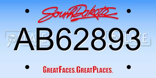 AB62893 South Dakota License Plate