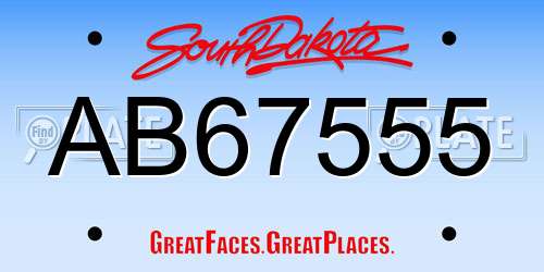 AB67555 South Dakota License Plate