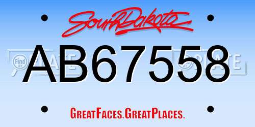 AB67558 South Dakota License Plate