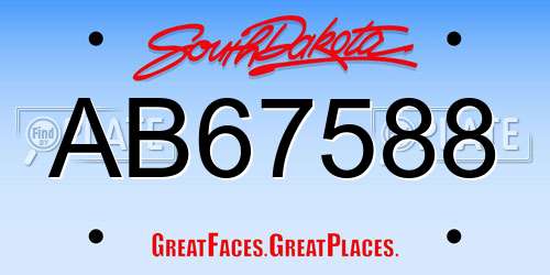 AB67588 South Dakota License Plate