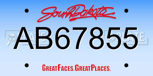 AB67855 South Dakota License Plate