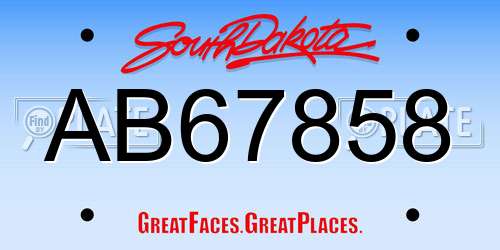 AB67858 South Dakota License Plate