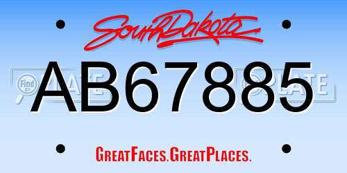 AB67885 South Dakota License Plate