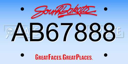 AB67888 South Dakota License Plate