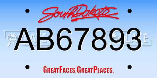 AB67893 South Dakota License Plate