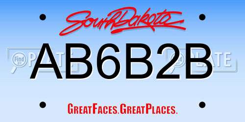 AB6B2B South Dakota License Plate