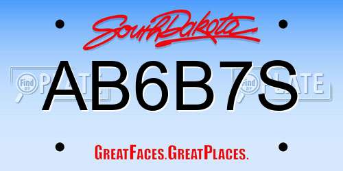 AB6B7S South Dakota License Plate