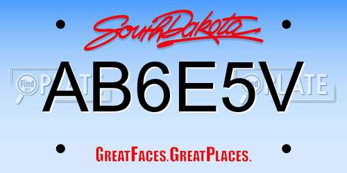 AB6E5V South Dakota License Plate