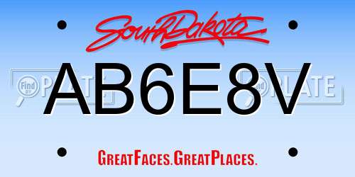 AB6E8V South Dakota License Plate