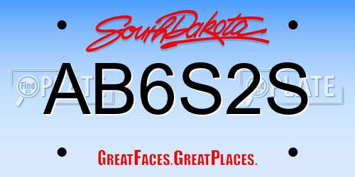 AB6S2S South Dakota License Plate